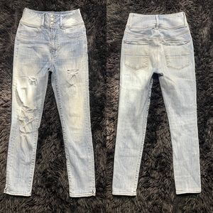 American Eagle Jeans Womens 4 Short Blue Hi-Rise Jegging Super Stretch Denim